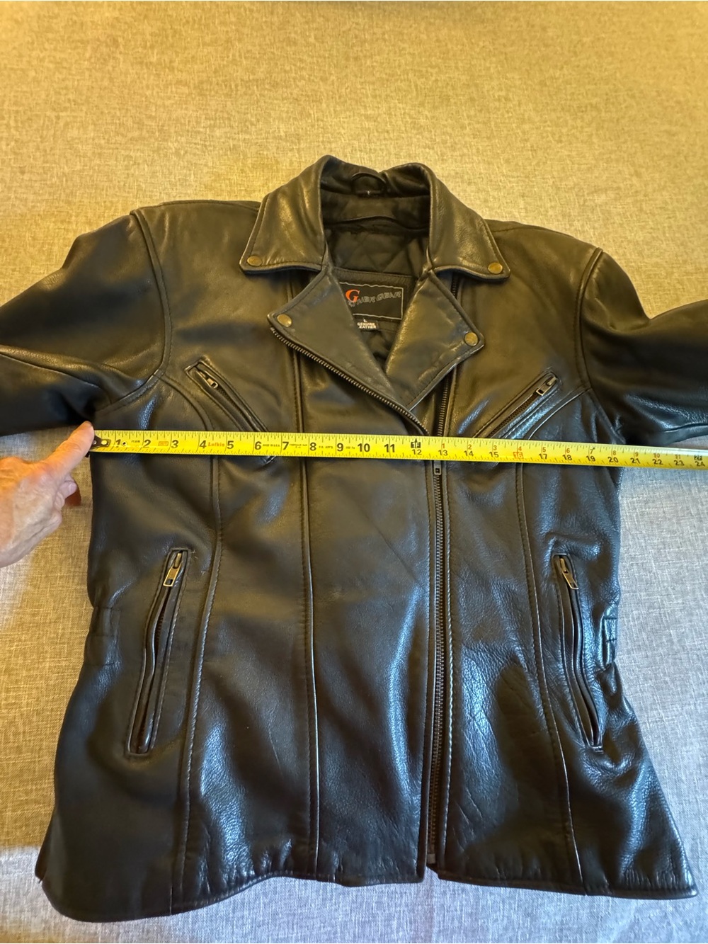 LG Leather Gear Asymmetrical Black Lined Motorcycle Jacket Size L - Picture 15 of 16
